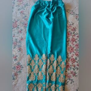 Women's Silk Trouser Pant Embroidered  Pakistani Indian Party Wear